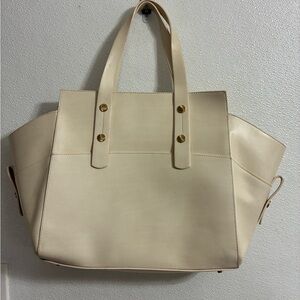 Alberta Di Canio Cream Tote with Gold Accents NWT